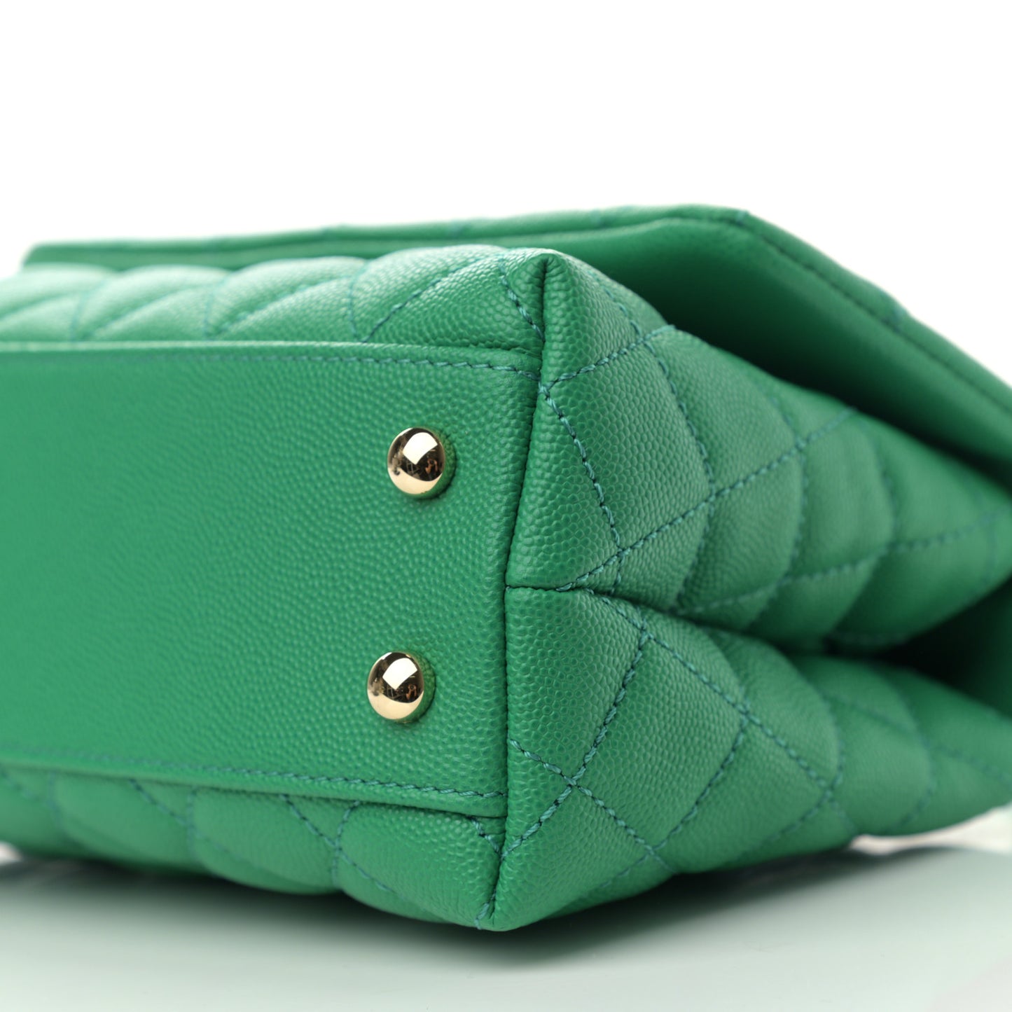Caviar Quilted Mini Coco Handle Flap Green