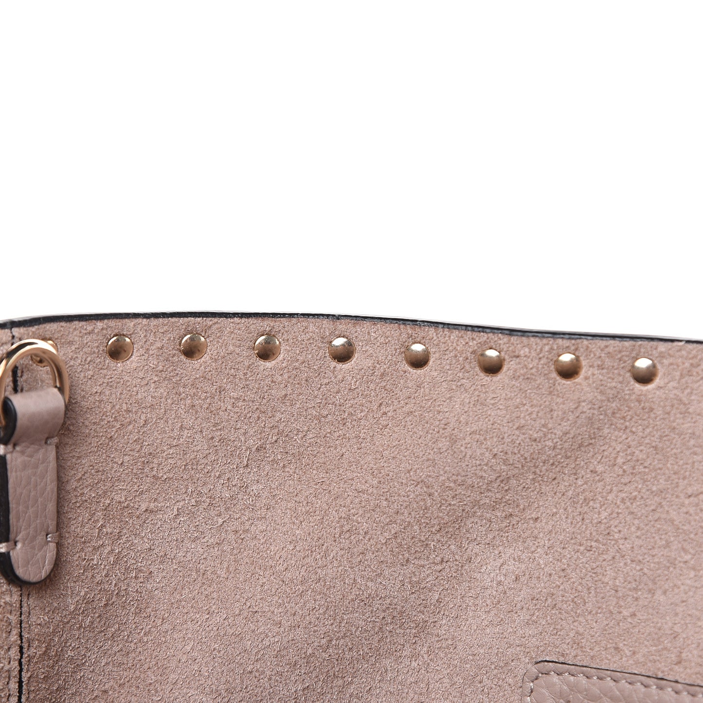 Grained Calfskin Rockstud Shoulder Tote Poudre