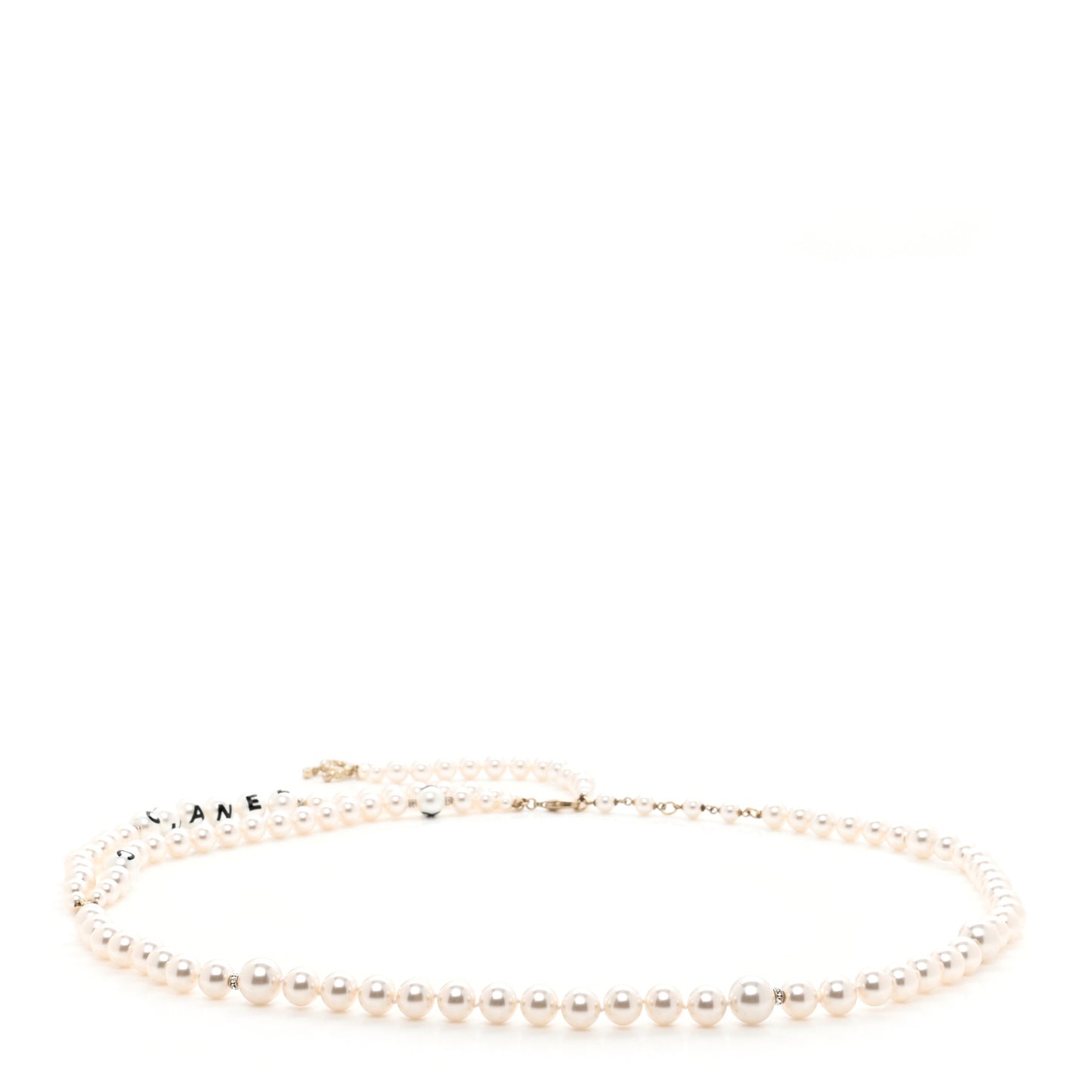 Pearl Crystal CC Logo Belt 85 Gold
