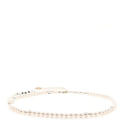 Chanel Pearl Crystal CC Logo Belt 85 Gold 2 of 4