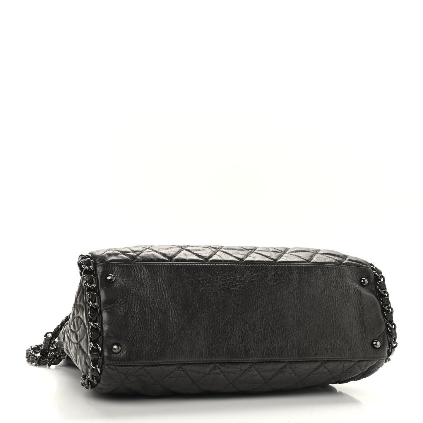 Metallic Calfskin Quilted Large Chain Me Hobo Dark Grey