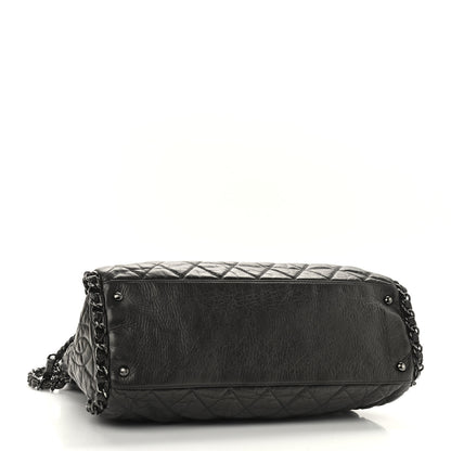Chanel Metallic Calfskin Quilted Large Chain Me Hobo Dark Grey 4 of 9