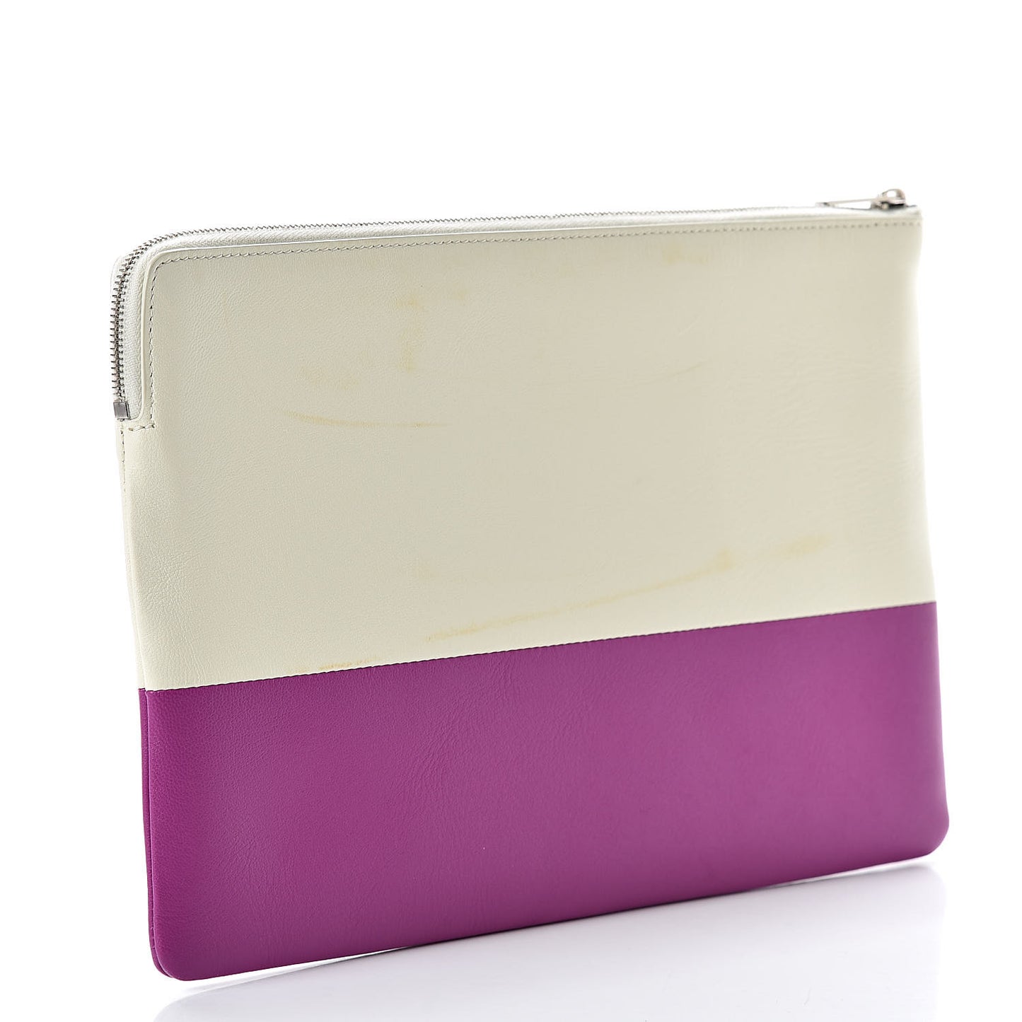 Lambskin Bi-Color Solo Clutch Pouch White Magenta
