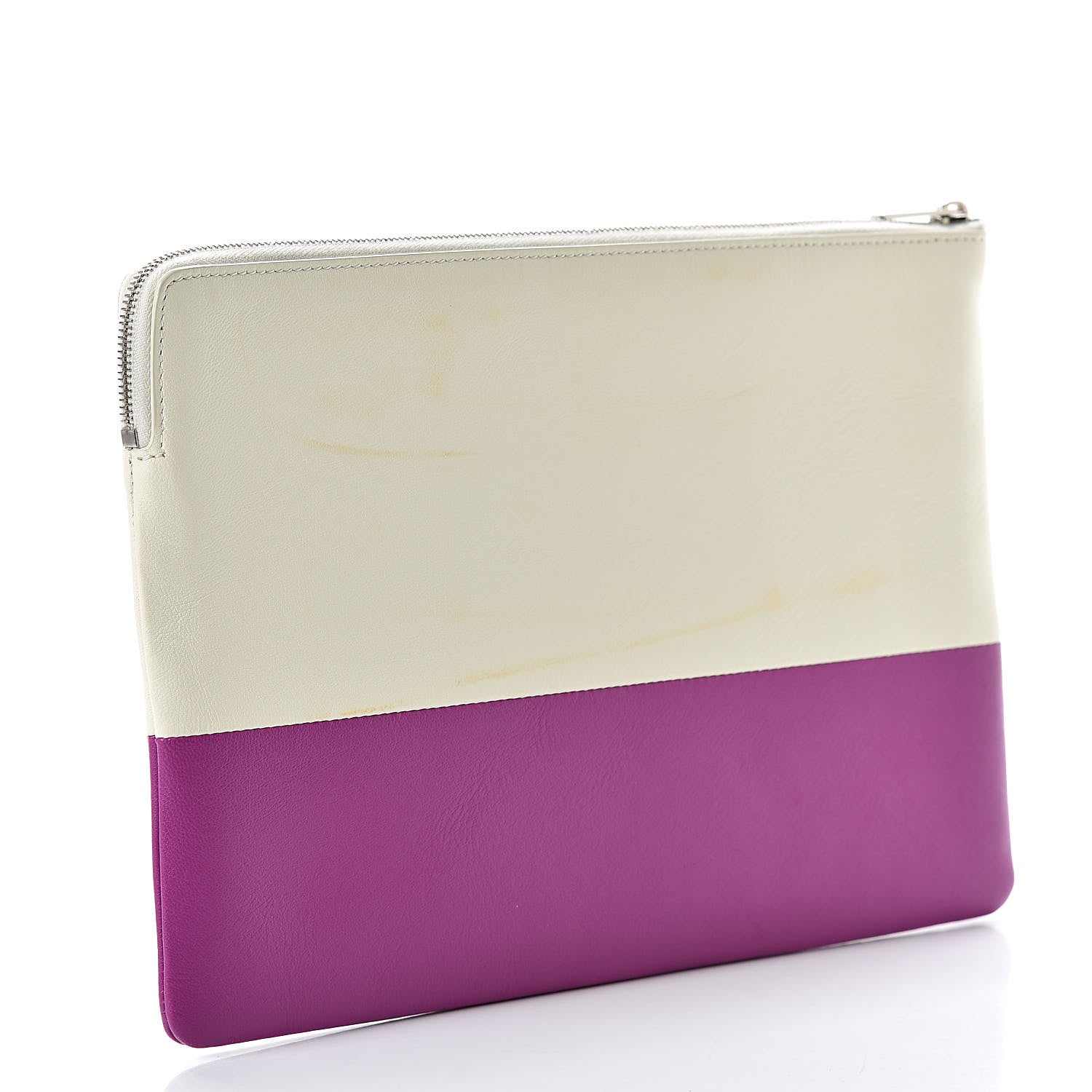 Celine Lambskin Bi-Color Solo Clutch Pouch White Magenta 3 of 10