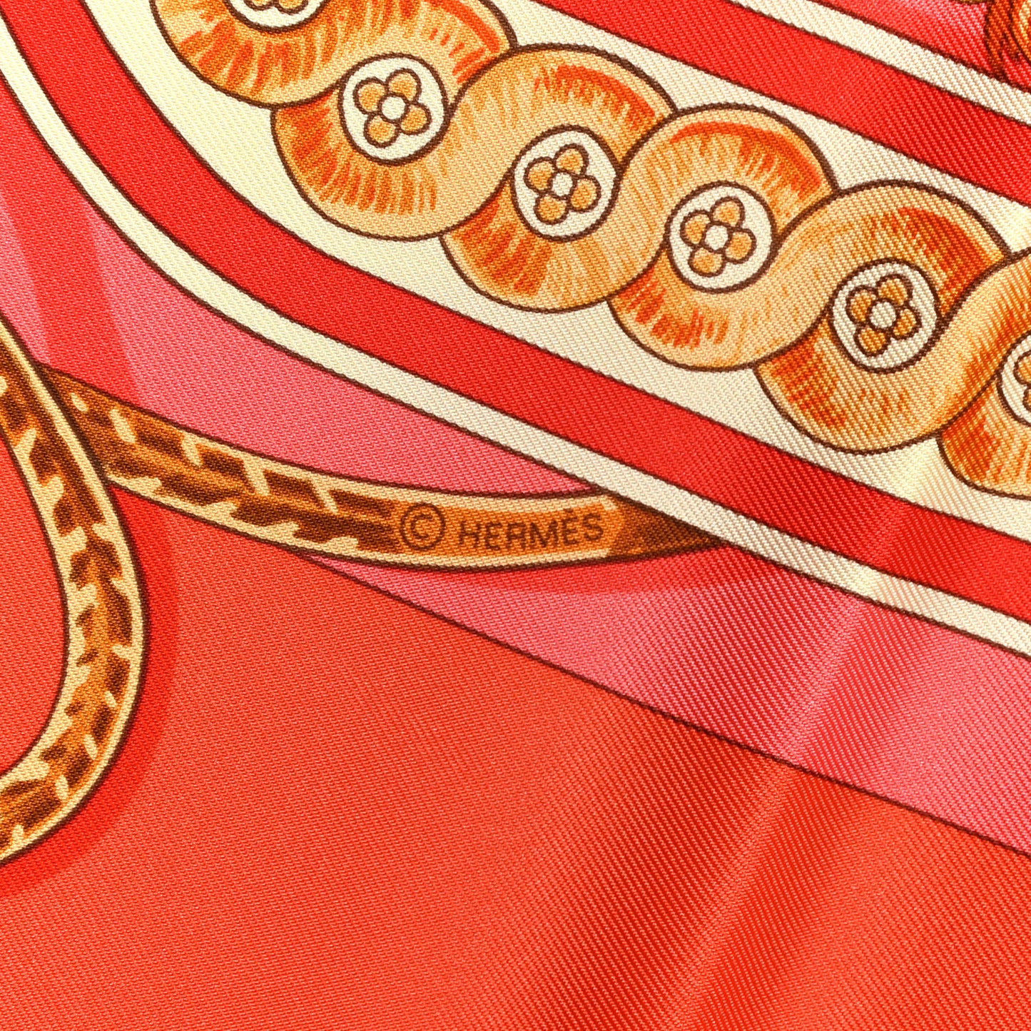 Silk Bride De Cour Remix Scarf 90 Orange Vanille Rouge