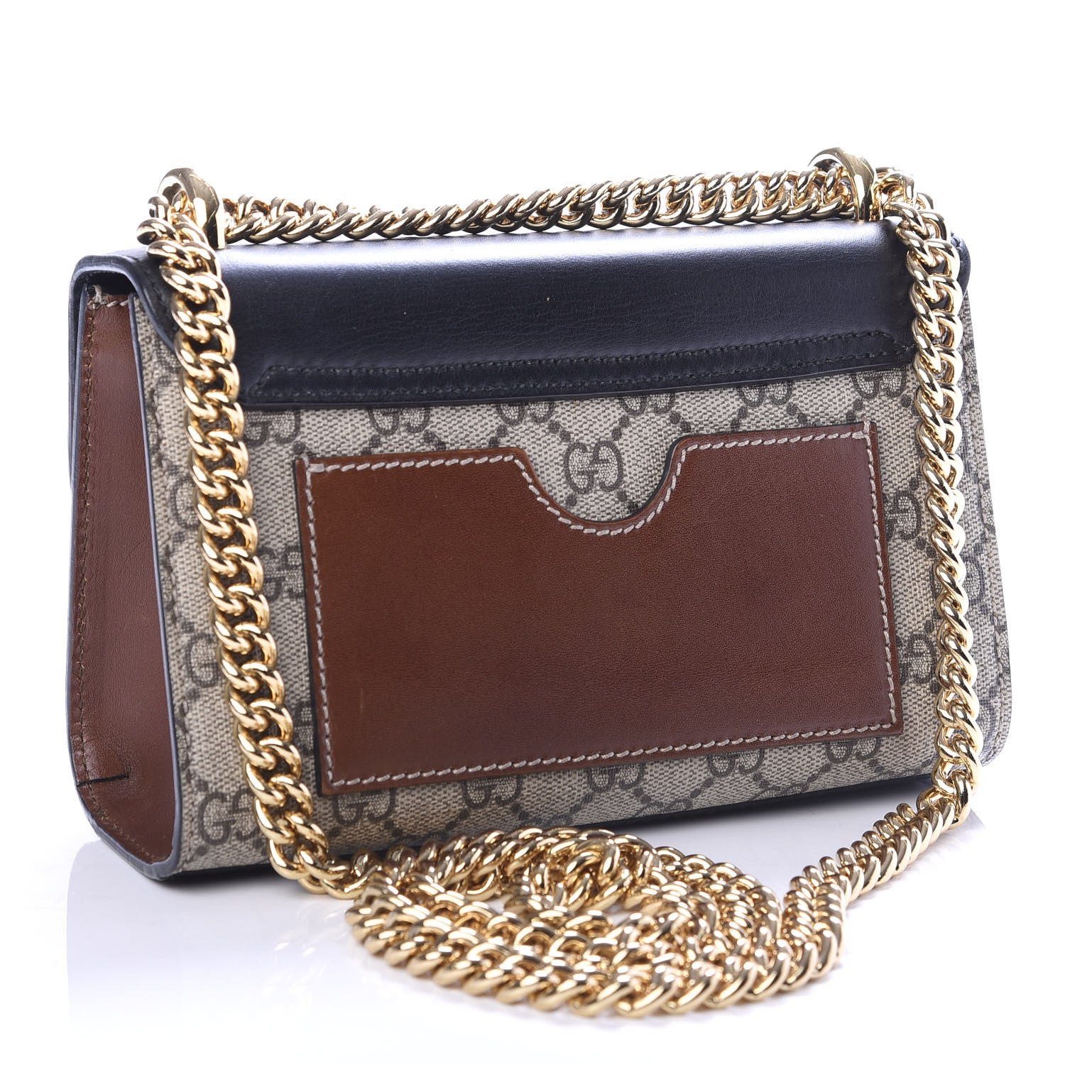 Gucci GG Supreme Monogram Calfskin Small Padlock Shoulder Bag Beige Black Cuir 2 of 9