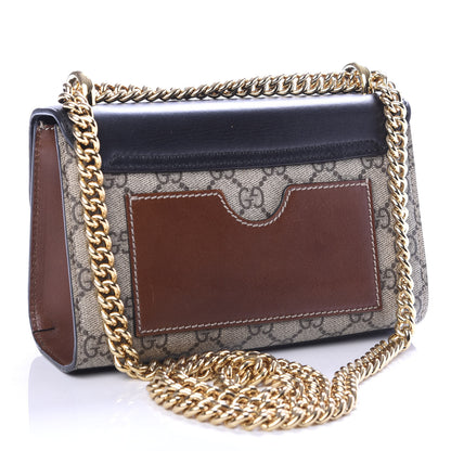 Gucci GG Supreme Monogram Calfskin Small Padlock Shoulder Bag Beige Black Cuir 2 of 9