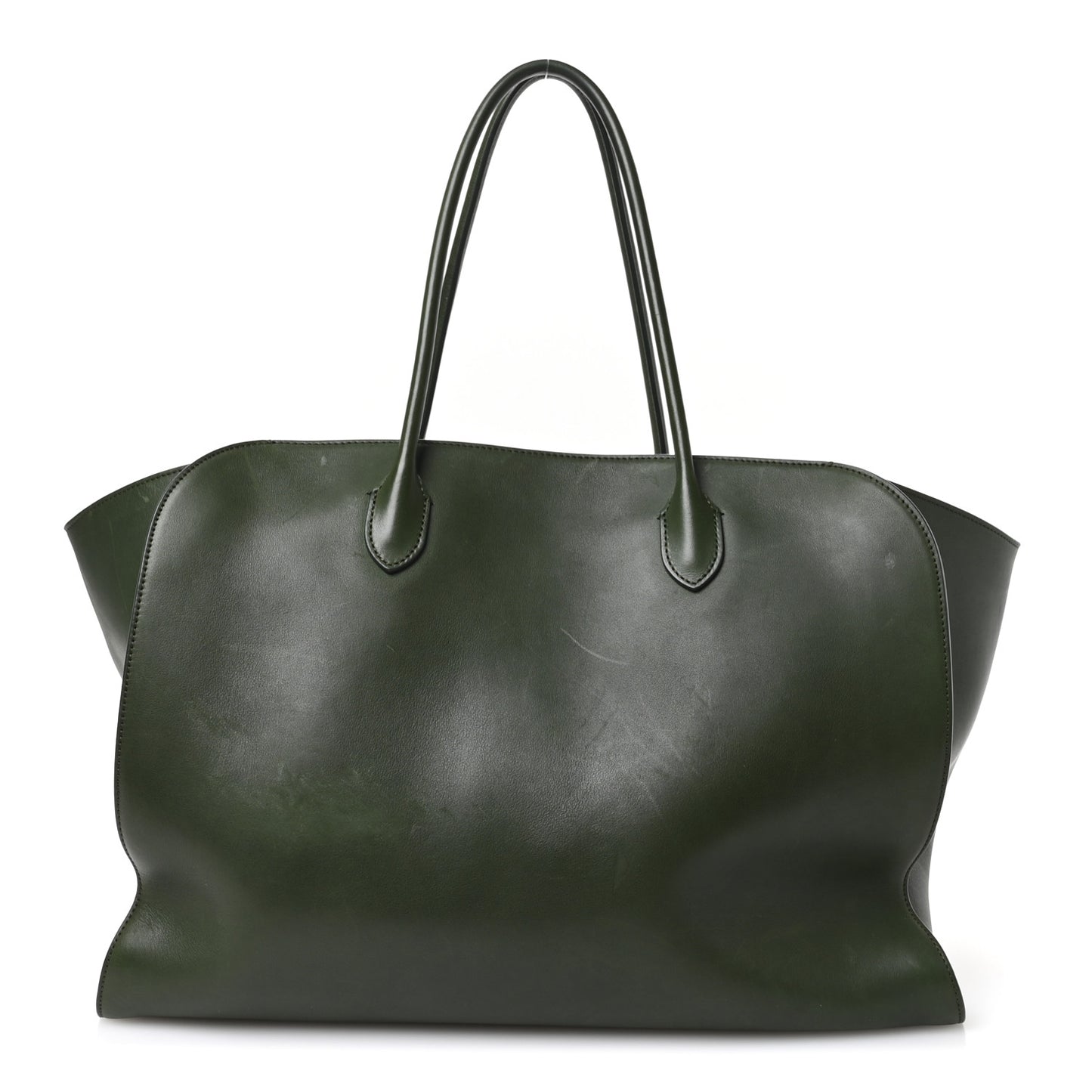 Polished Saddle Calfskin Marlo Tote Bag Moss