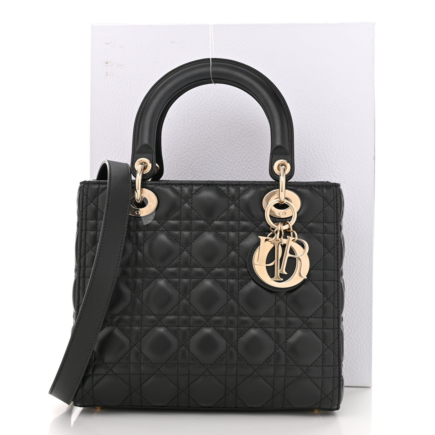 Christian Dior Lambskin Cannage Medium Lady Dior Black 11 of 11