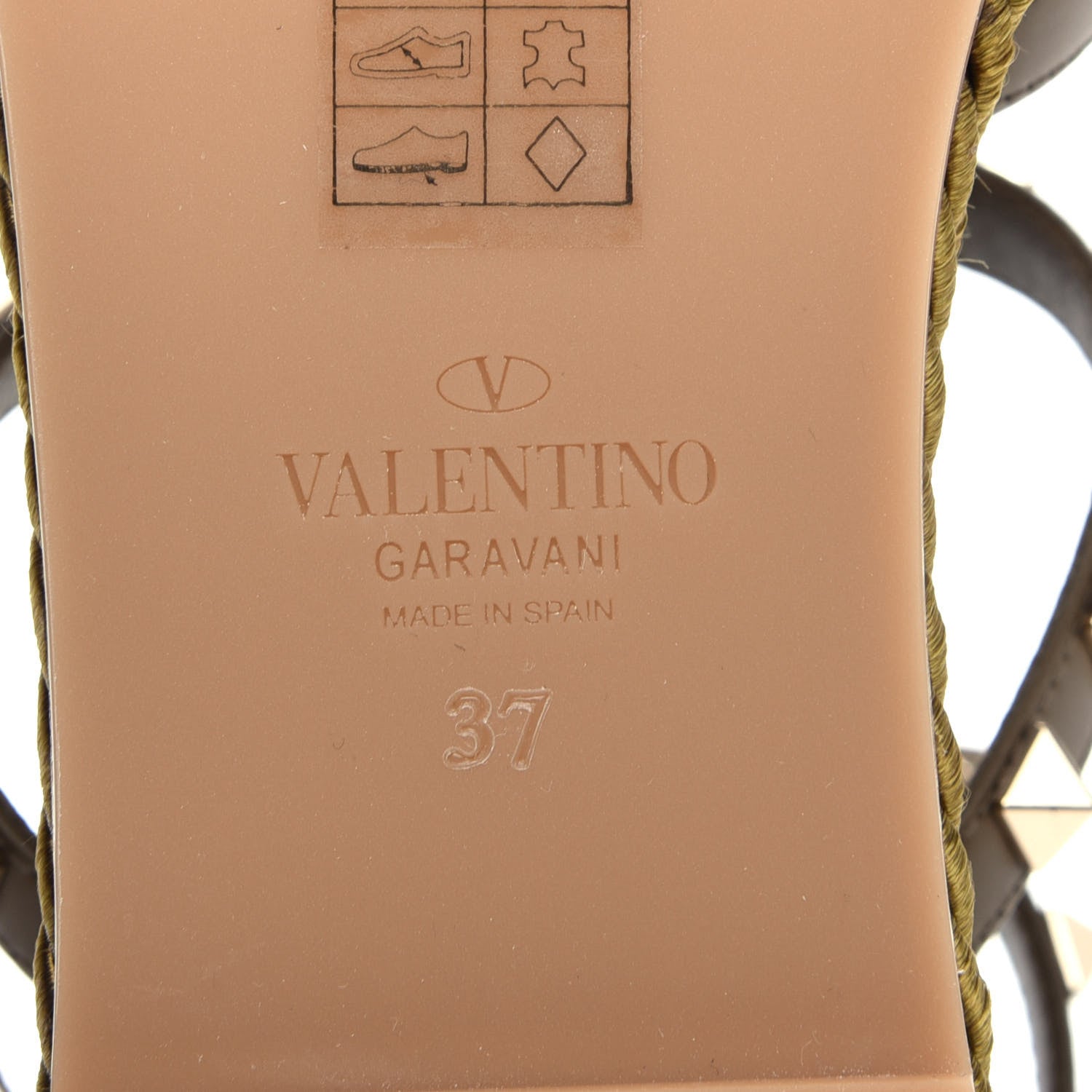 Valentino Garavani Calfskin Rockstud Ankle Strap Torchon Espadrille Caged 30/55mm Sandals 37 Lichen 9 of 11