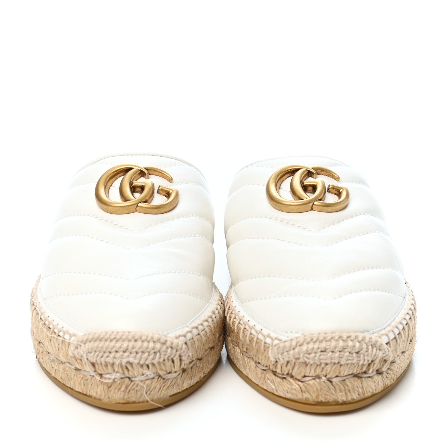 Gucci Nappa Matelasse GG Marmont Espadrille Slippers 36.5 Great White 2 of 9