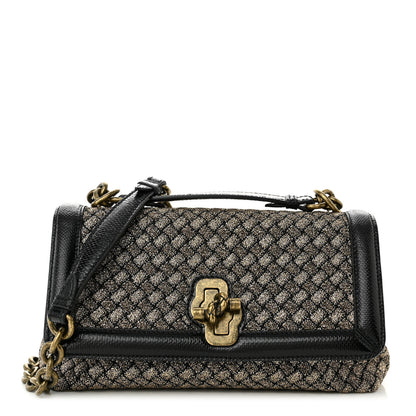 Bottega Veneta Metallic Wool Woven Patent Ayers Olimpia Knot Gold Black 3 of 10