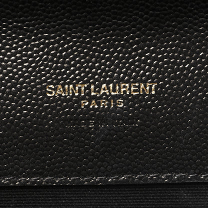 Saint Laurent SAINT LAURENT Grain De Poudre Matelasse Chevron Monogram Envelope Clutch Black 6 of 11