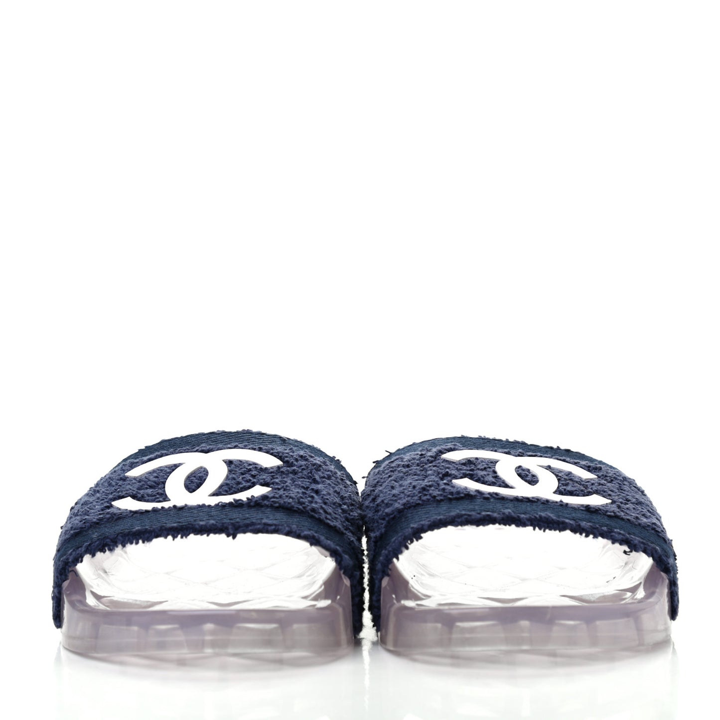 PVC Transparent Fabric CC Flat Slide Sandals 37 Navy