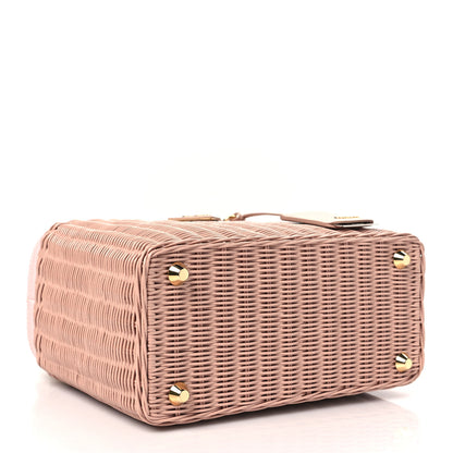 Prada Wicker Canvas Shoulder Bag Pesca 4 of 10