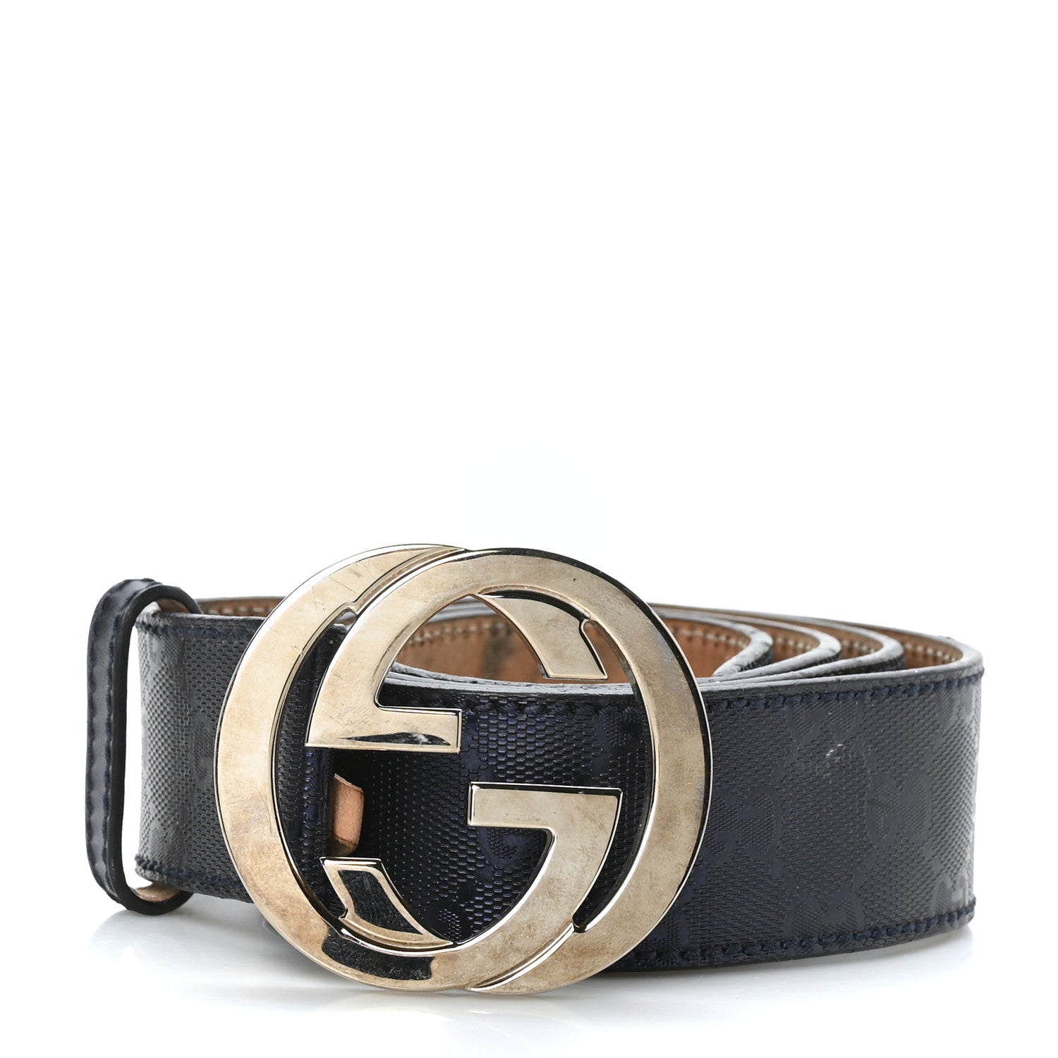 Gucci Guccissima Interlocking G Belt 95 38 Navy 1 of 7
