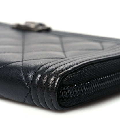Chanel Lambskin Quilted Boy Zip Around Wallet Black 11 of 11