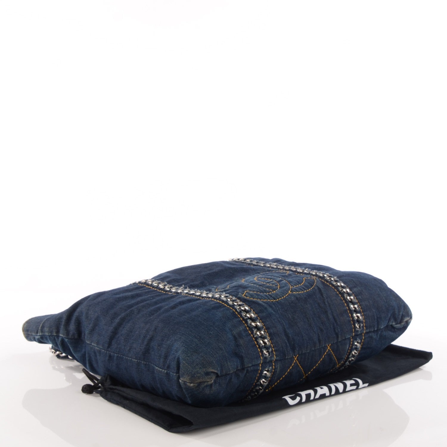 Chanel Denim North South Luxe Ligne Tote Dark Blue 4 of 7