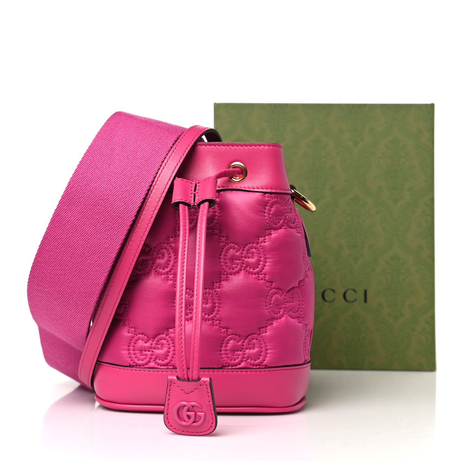 Gucci Nylon Calfskin Enamel GG Matelasse Bucket Bag Lovely 10 of 10