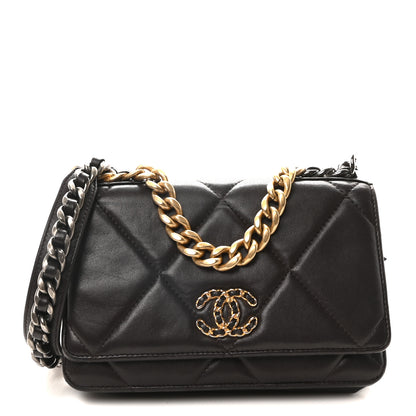 Chanel Lambskin Quilted Chanel 19 Wallet On Chain WOC Dark Brown 1 of 10