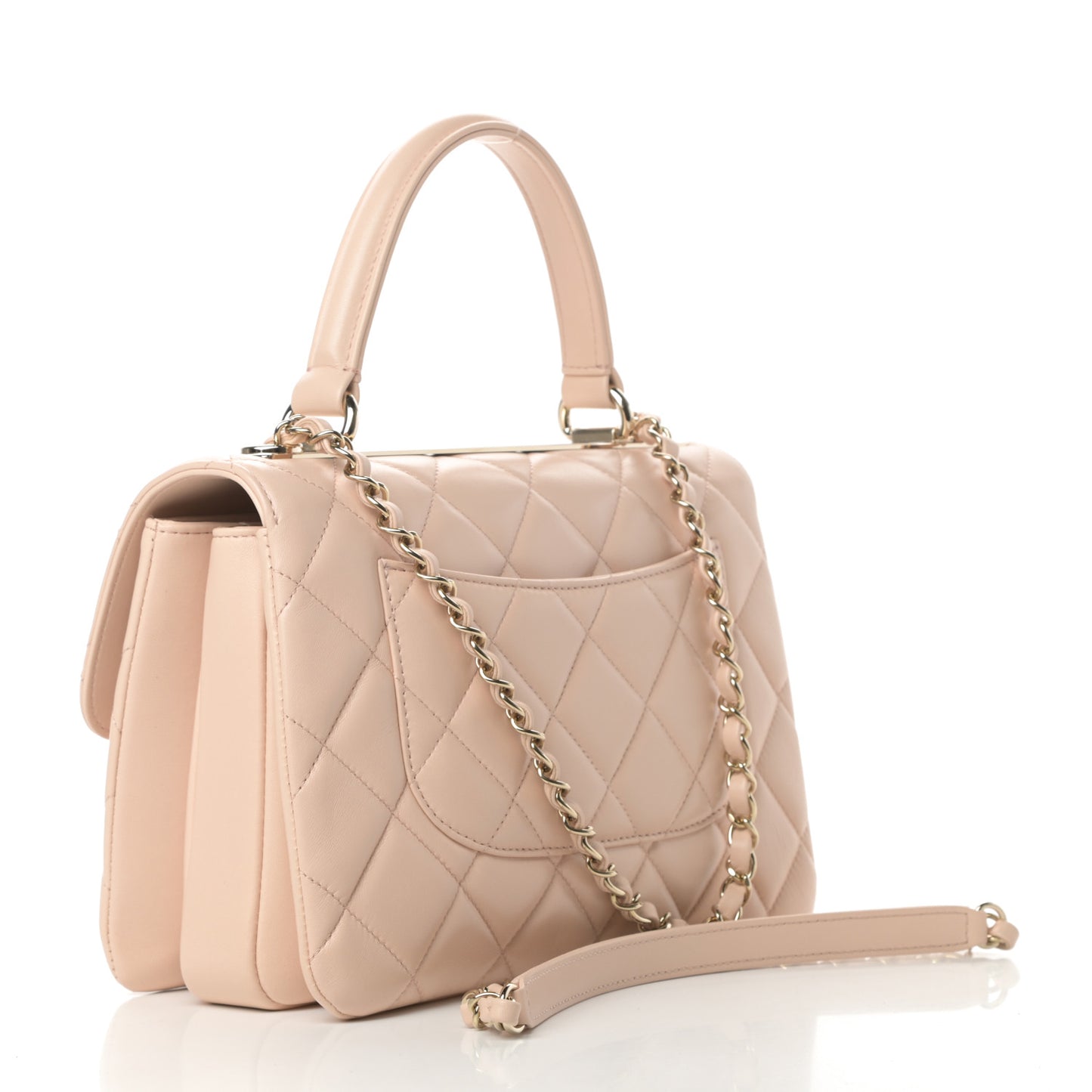 Lambskin Quilted Small Trendy CC Dual Handle Flap Bag Beige