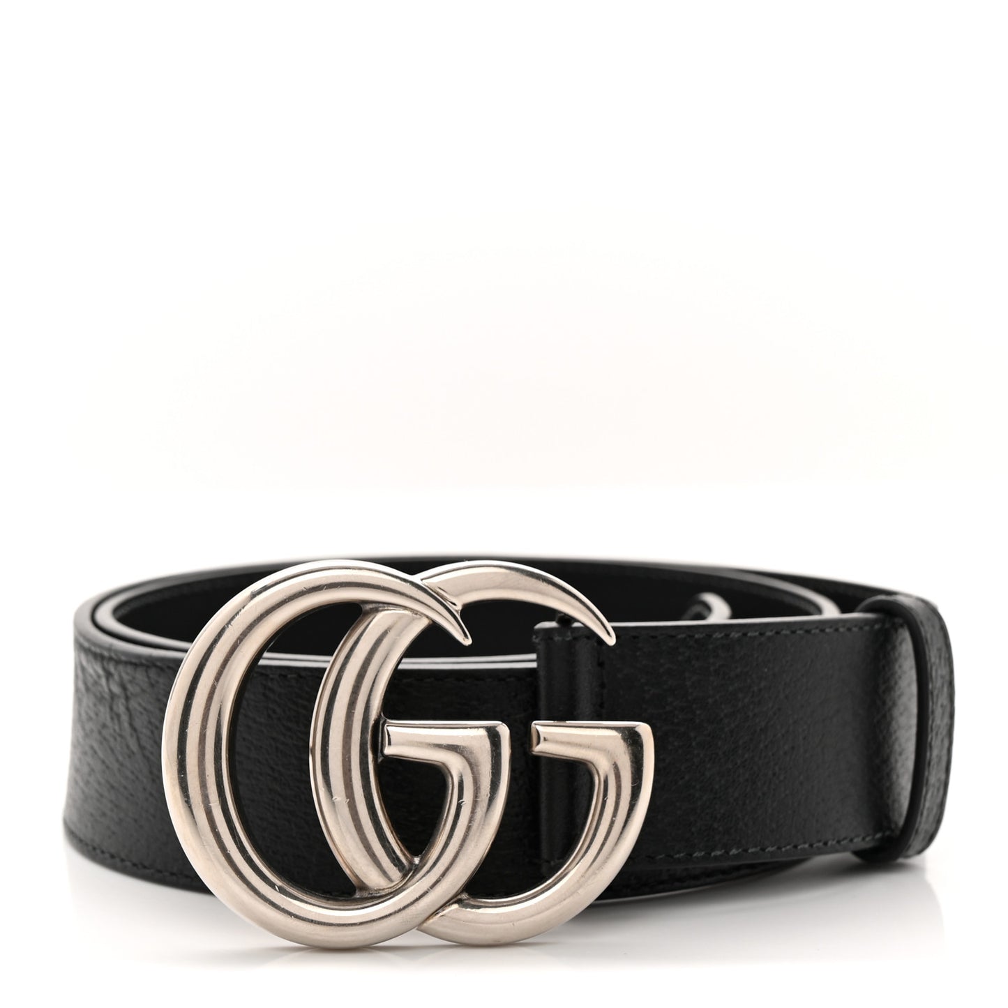Textured Dollar Calfskin Nickel Double G 40mm Belt 85 34 Black