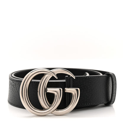 Gucci Textured Dollar Calfskin Nickel Double G 40mm Belt 85 34 Black 1 of 6