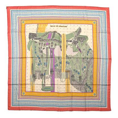 Hermes Cashmere Selle De Dignitaire Bandana Shawl 140 Vieux Rose Naturel 1 of 6