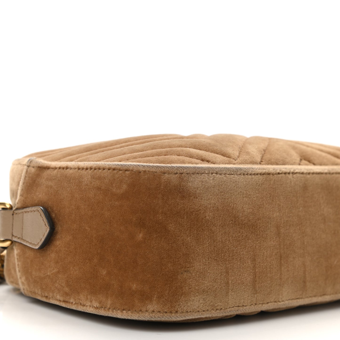 Velvet Matelasse Small GG Marmont Chain Shoulder Bag Taupe