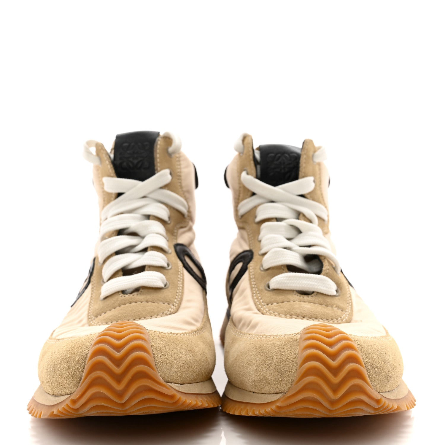 Loewe Nylon Suede Flow Runner High Top Sneakers 37 Gold Black 2 of 12