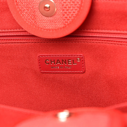 Chanel Straw Raffia Calfskin Striped Large Deauville Tote Red 6 of 11