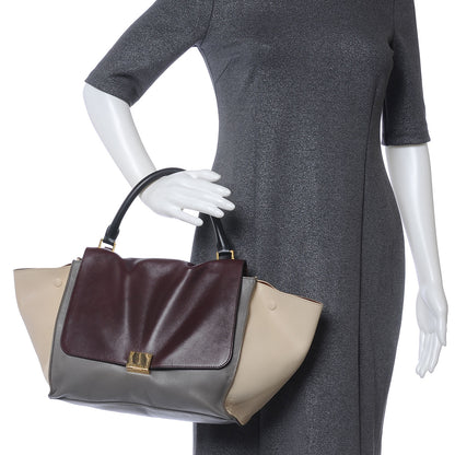 Celine Calfskin Tri-Color Trapeze Burgundy 2 of 7