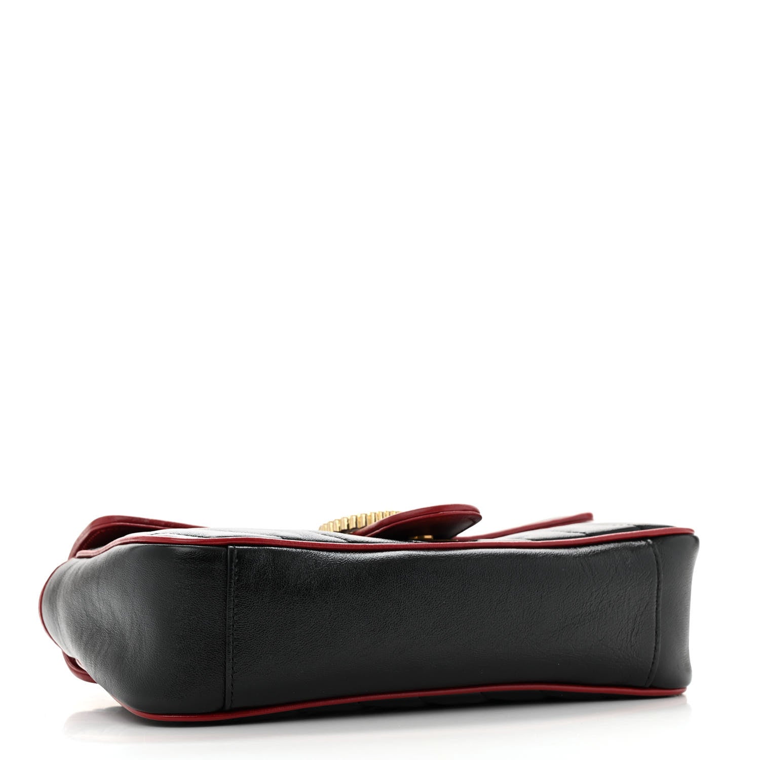Gucci Vintage Effect Calfskin Matelasse Diagonal Small Torchon GG Marmont Shoulder Bag Black Romantic Cherry 4 of 10