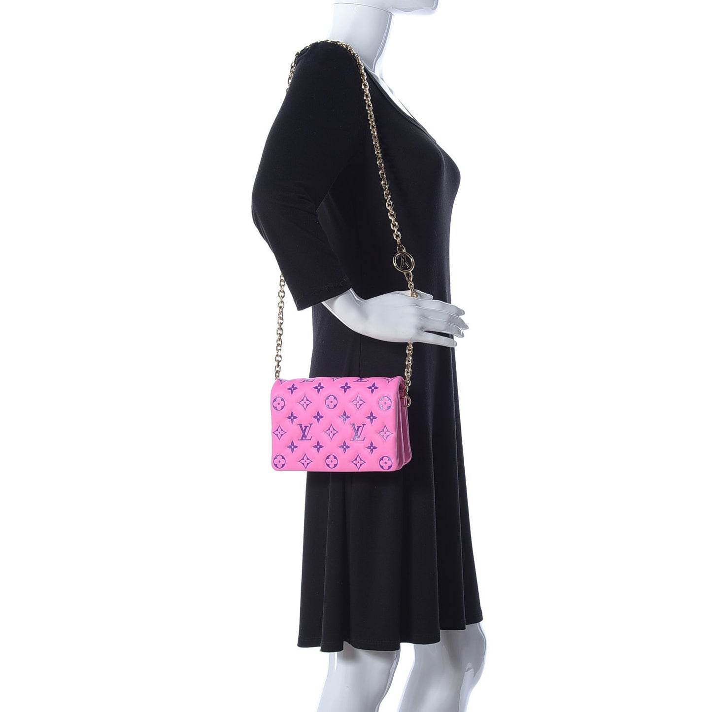 Lambskin Embossed Monogram Vuittamins Pochette Coussin Rose Violet
