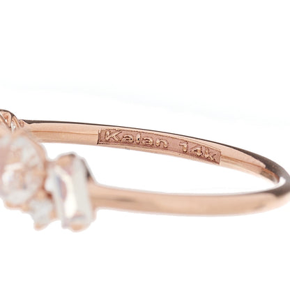 Suzanne Kalan 14K Rose Gold Diamond Rainbow Moonstone Amalfi Blend Half Band Ring 56 7.5 5 of 6