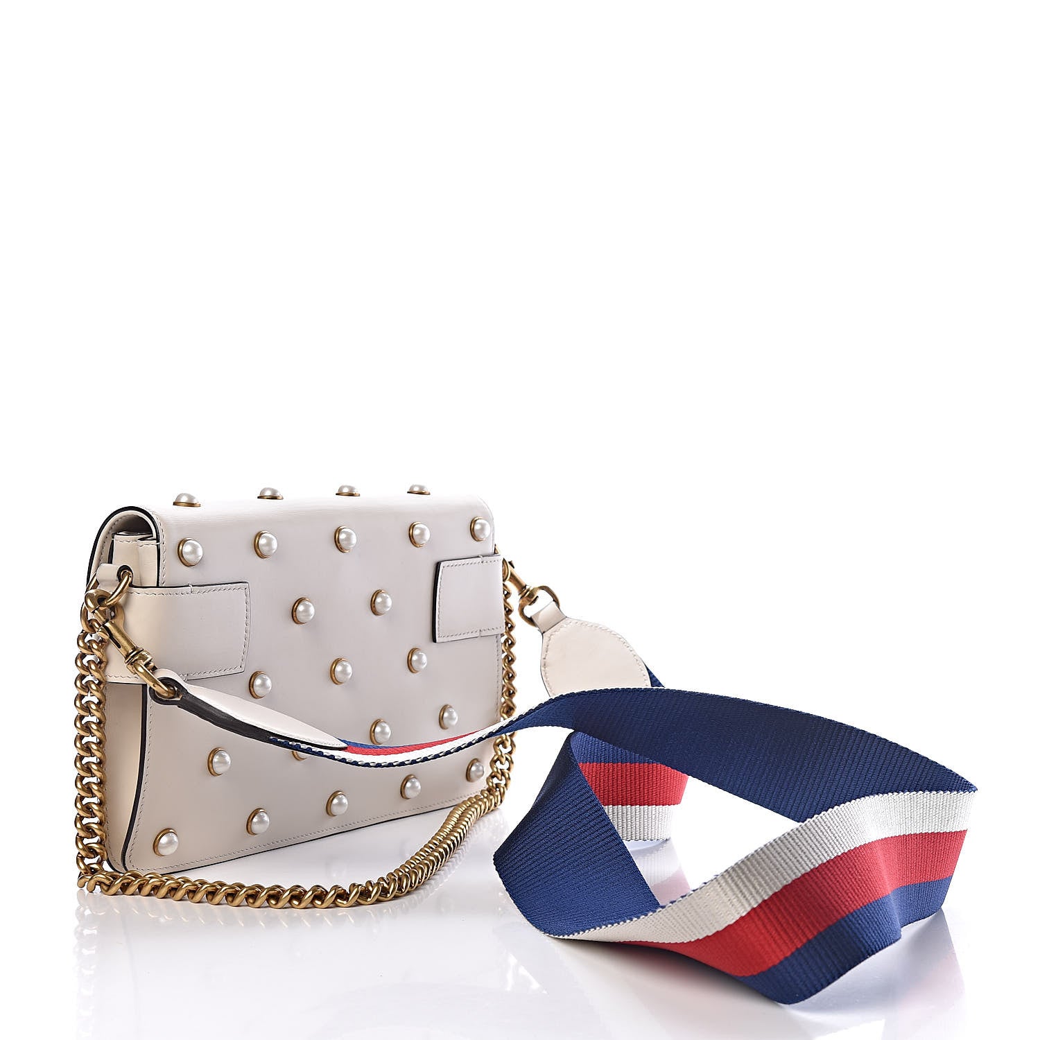 Gucci Nappa Pearl Studded Mini Queen Margaret Broadway Shoulder Bag Mystic White 4 of 17