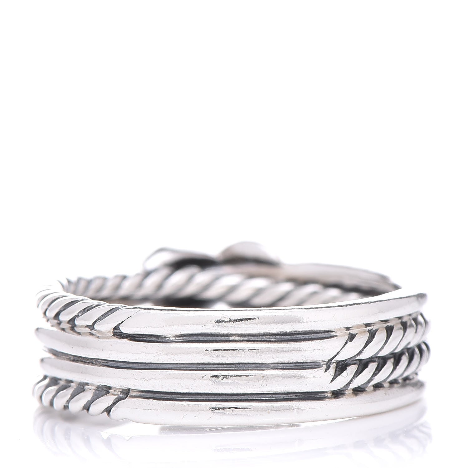 David Yurman Sterling Silver Diamond X Crossover Ring 53 6.5 3 of 4