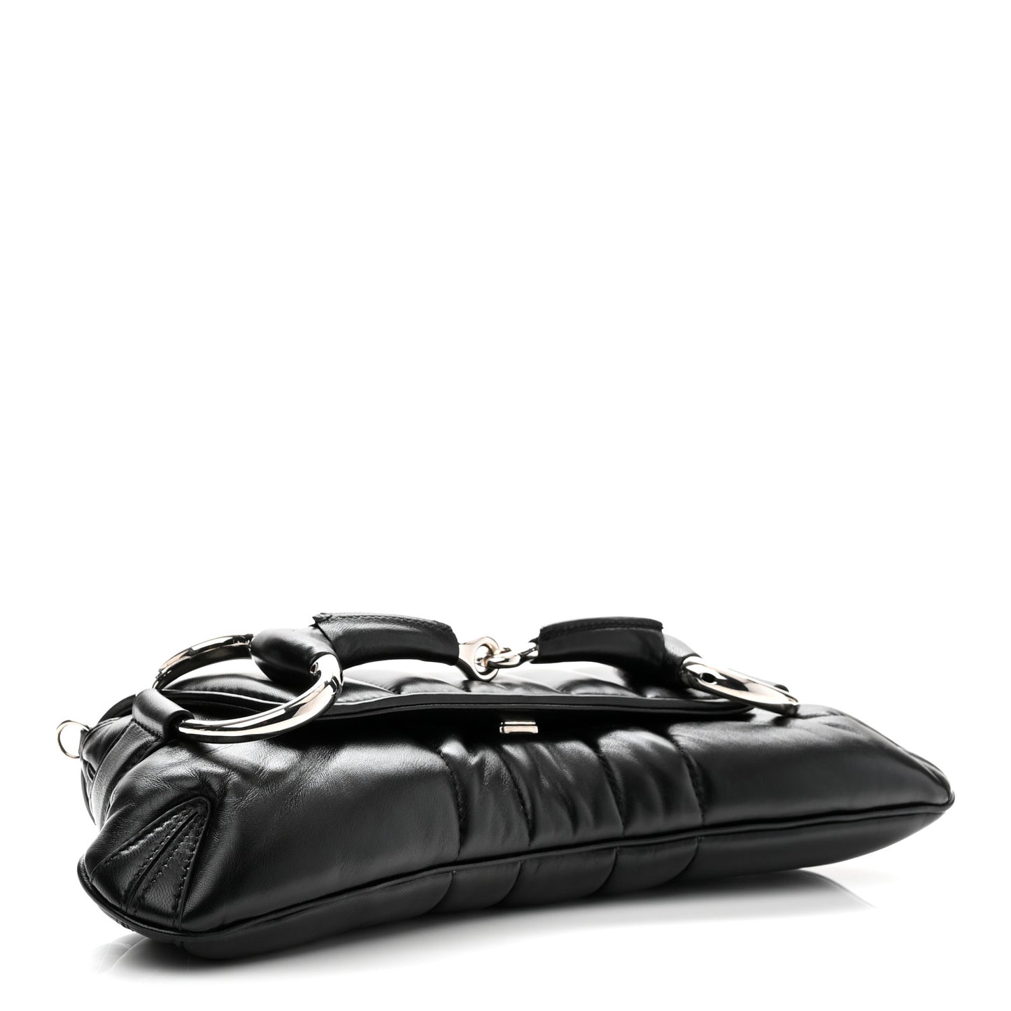 Nappa Vertical Matelasse Medium Maxi Horsebit Chain Shoulder Bag Black
