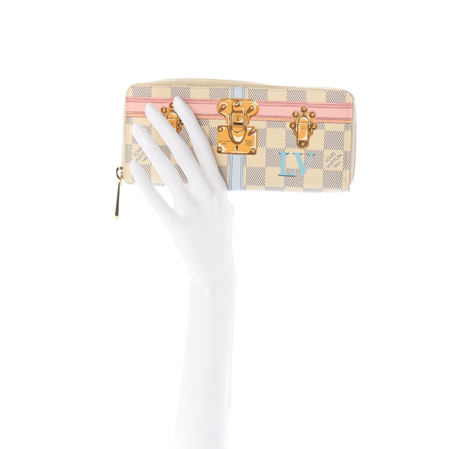 Louis Vuitton Damier Azur Summer Trunks Clemence Wallet 2 of 7