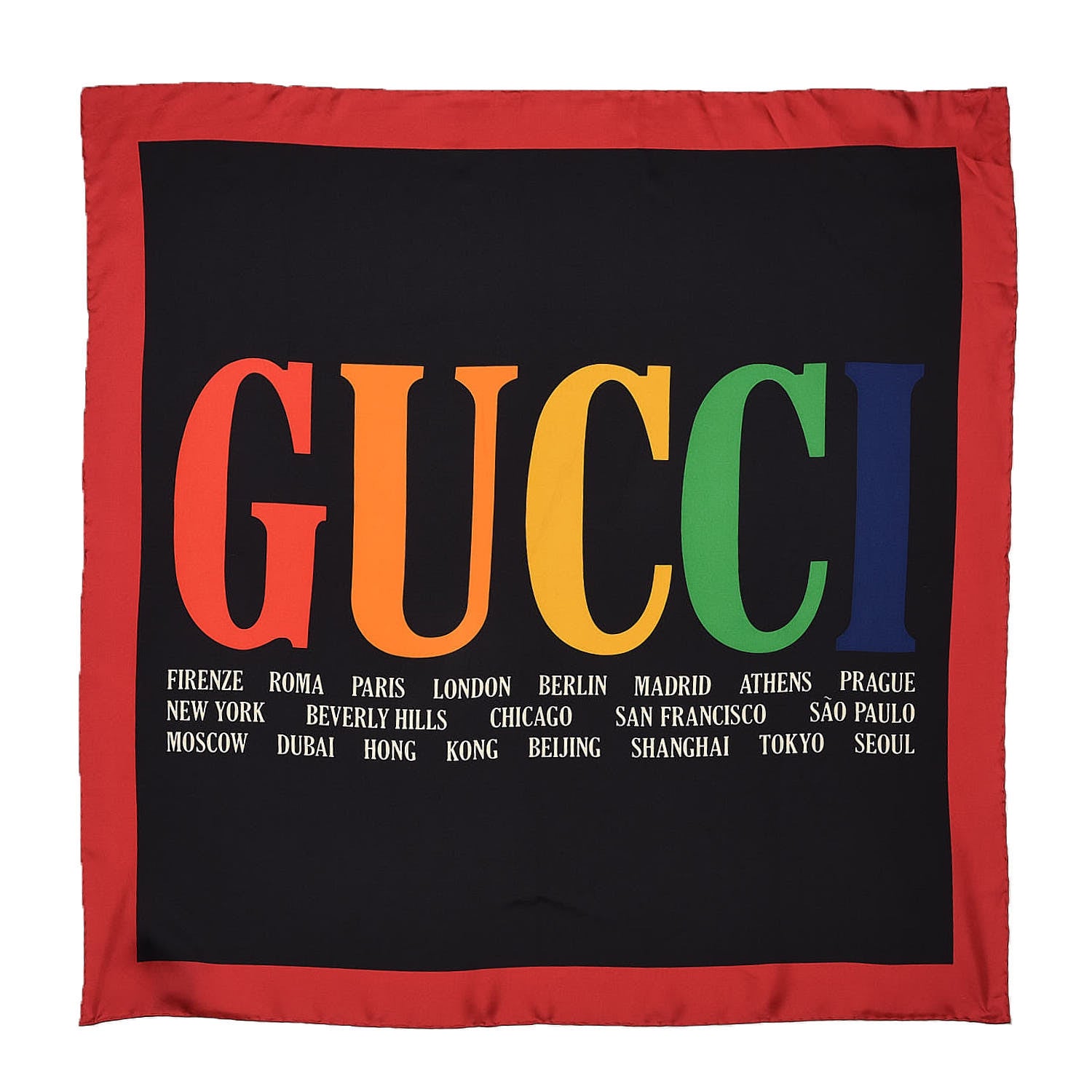 Gucci Silk Gucci Multiworld Square Scarf Black Multicolor 1 of 4