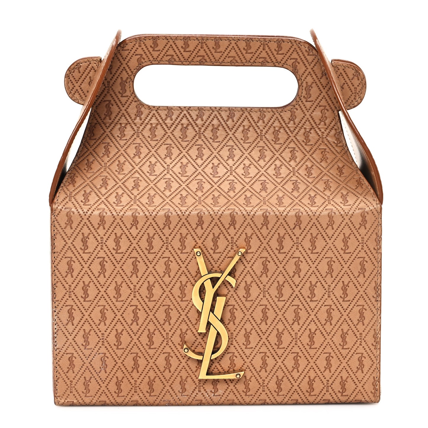 Calfskin Monogram Take Away Box Dusty Vintage Brown Gold