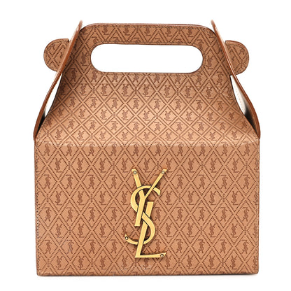 Saint Laurent Calfskin Monogram Take Away Box Dusty Vintage Brown Gold 1 of 11