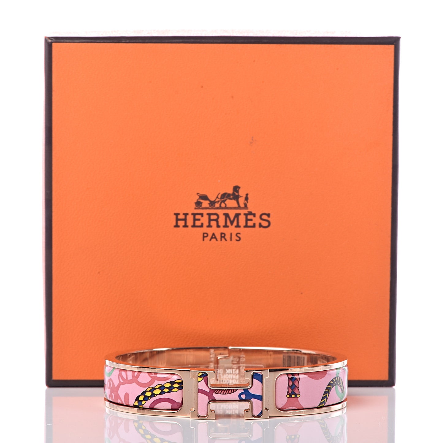 Enamel Panoplie Equestre Narrow Clic Clac H Bracelet PM Pink Delirium