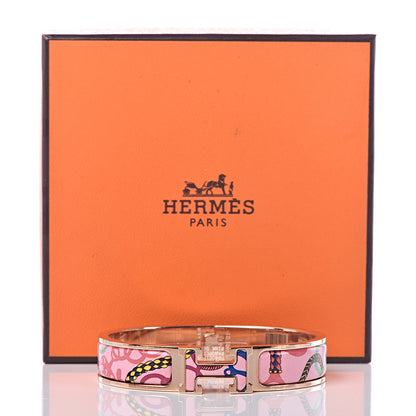 Hermes Enamel Panoplie Equestre Narrow Clic Clac H Bracelet PM Pink Delirium 5 of 5