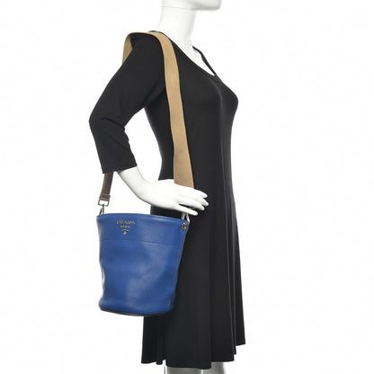 Prada Vitello Daino Bucket Bag Royal 2 of 9