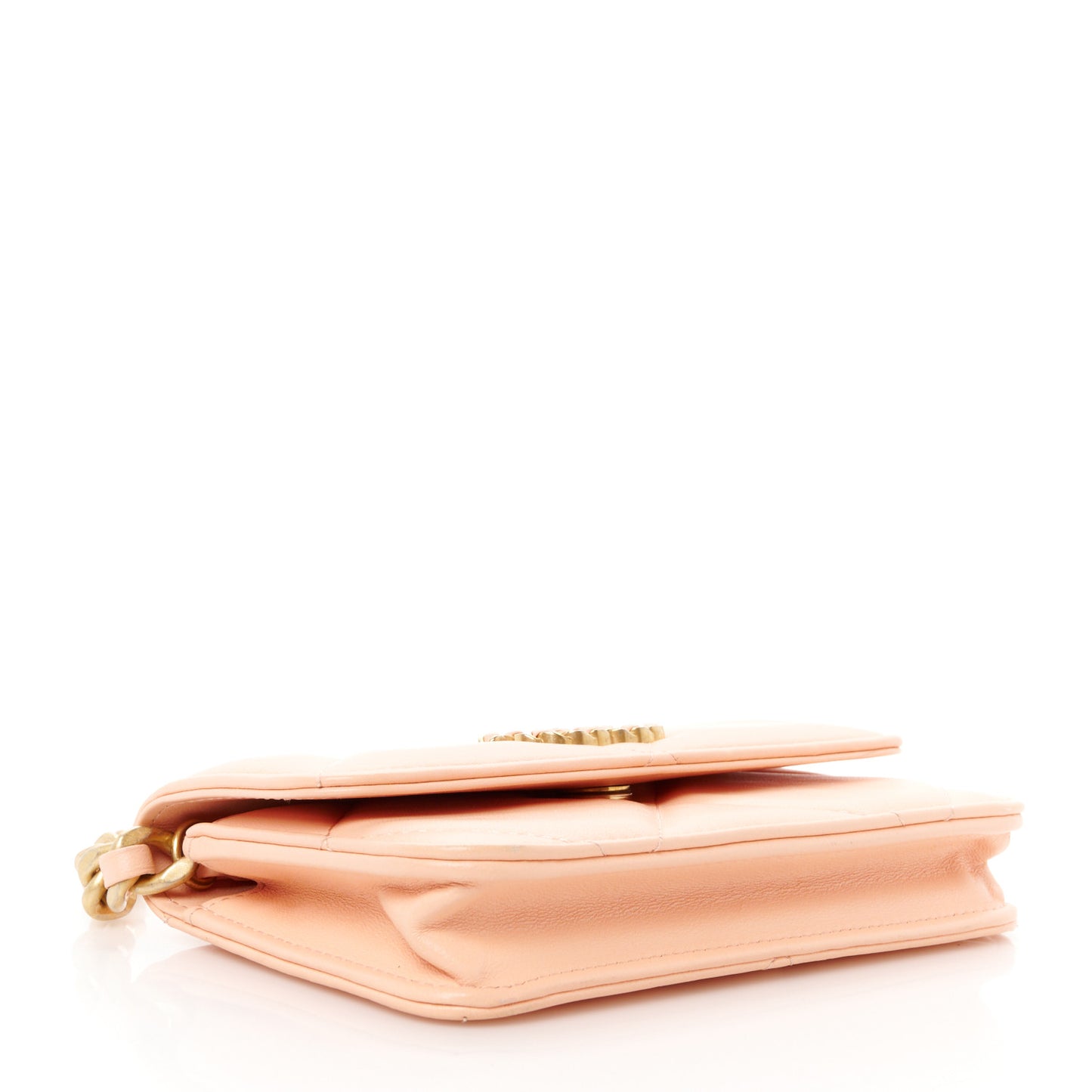 Lambskin Quilted Chanel 19 Clutch With Chain Light Orange