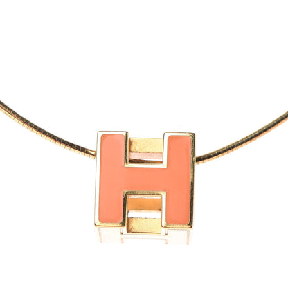 Hermes Gold Lacquered Cage d'H Pendant Necklace Orange 11 of 11
