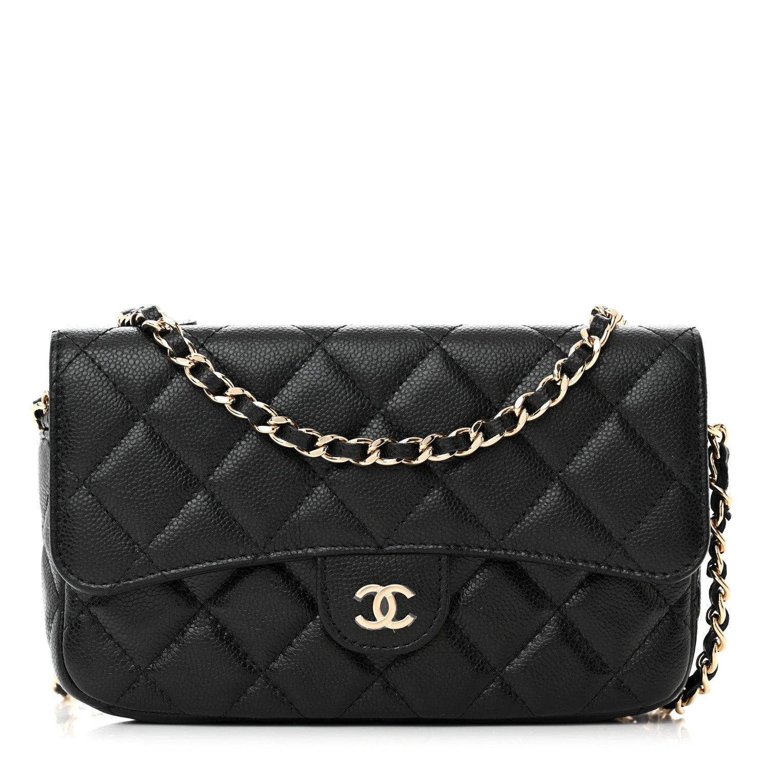 Chanel Caviar Quilted Flap Phone Holder With Chain Black 1 of 13