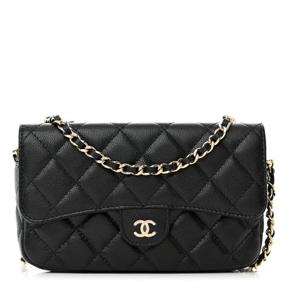 Chanel Caviar Quilted Flap Phone Holder With Chain Black 1 of 13