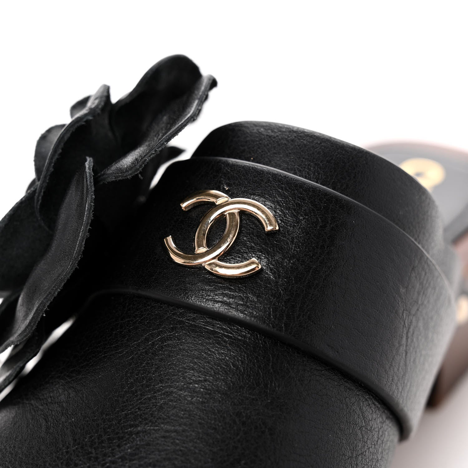 Chanel Calfskin Camellia Clogs 37 Black 10 of 12